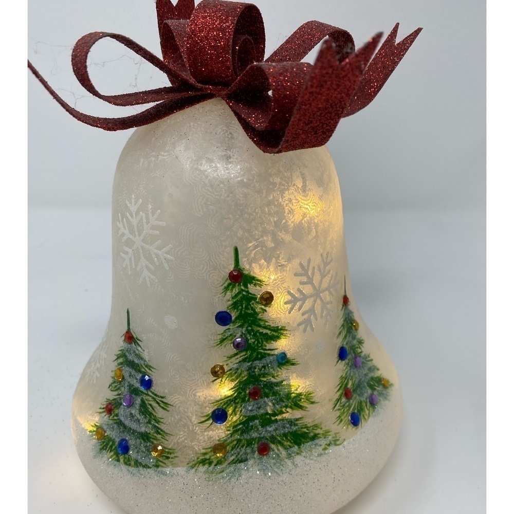 Snowy Christmas Tree Lighted Bell Decor
